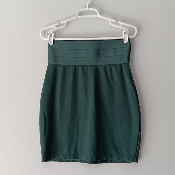 Max Studio Bodycon Pencil Skirt Stretchy Wide Waistband Forest Green Medium - Picture 10 of 10